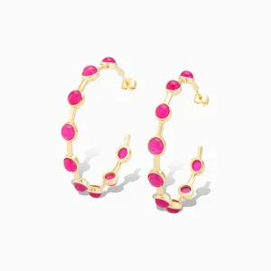 Becky Hoops Earrings in Dyed Hot Pink Quartz