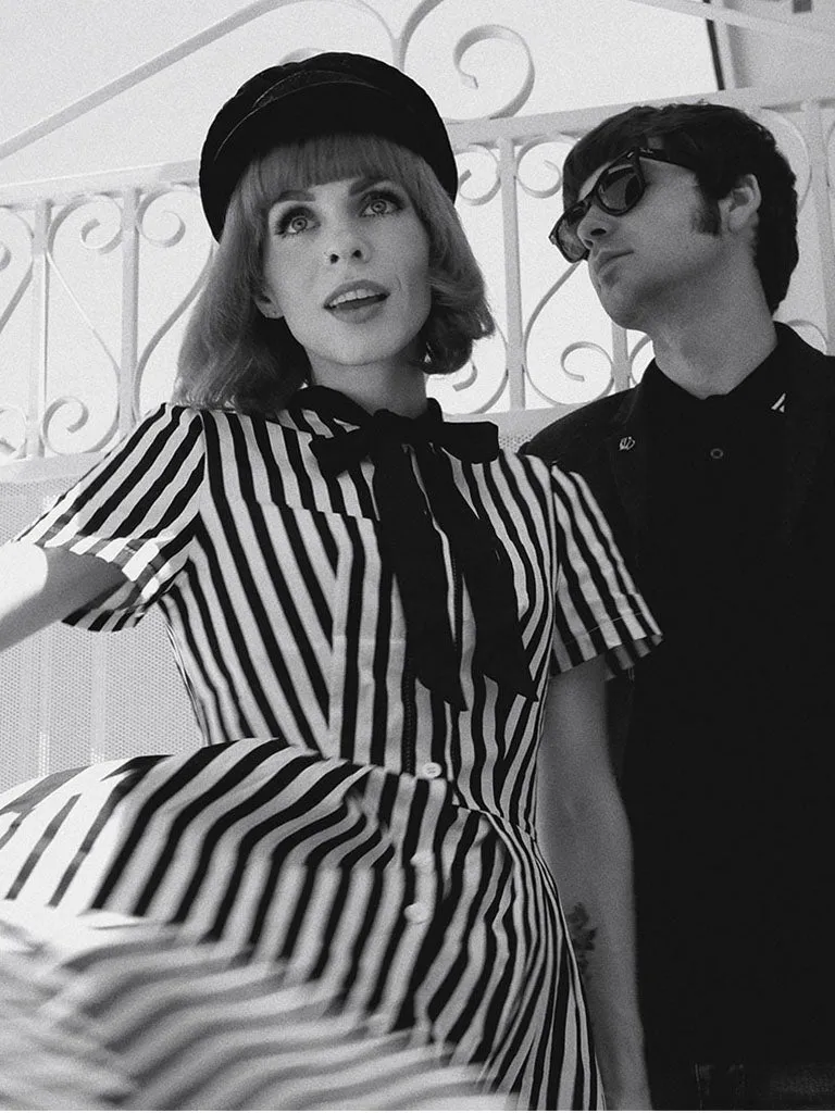 Beetlejuice Costume Pocket Dress With Black and White Vertical Stripe