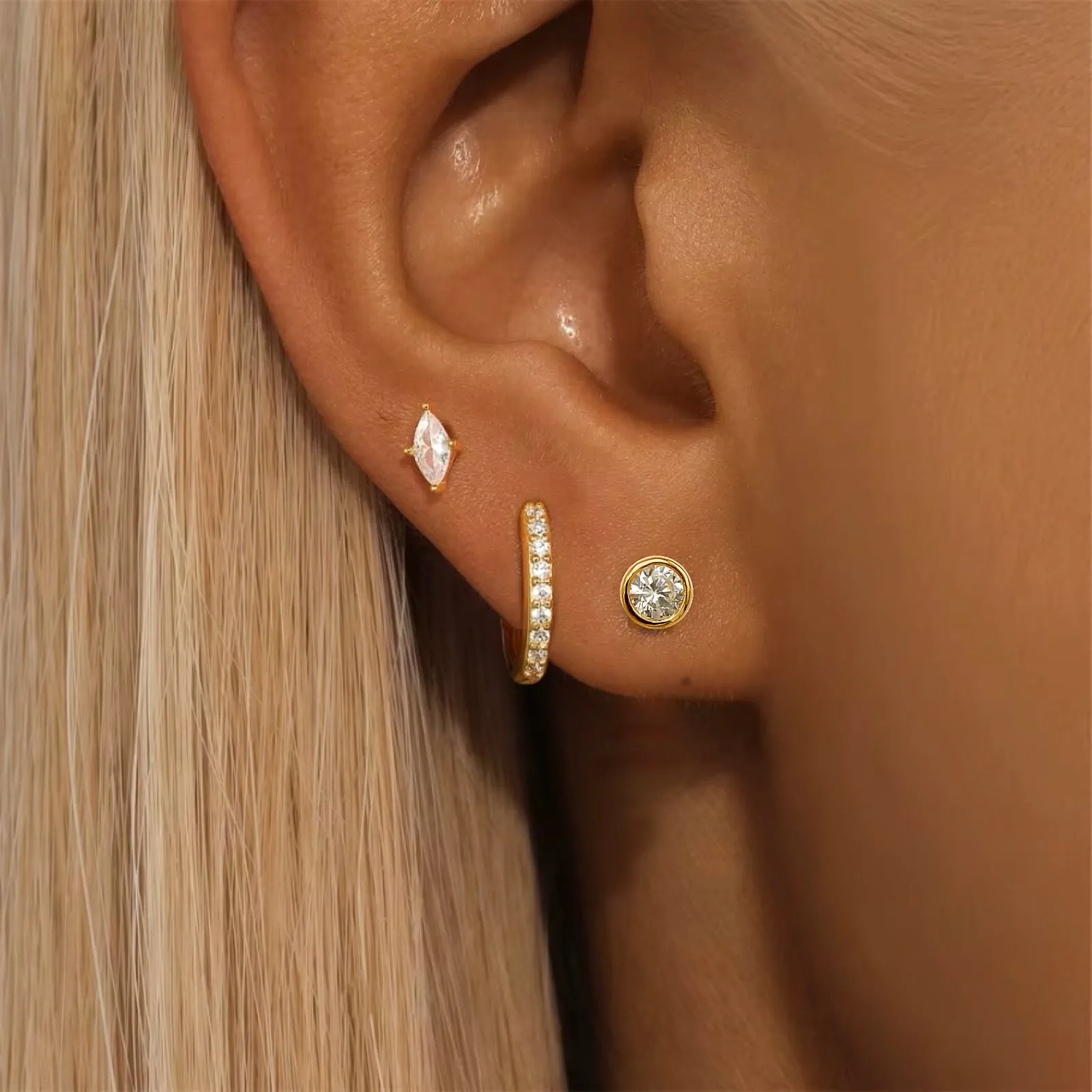 Bezel Set Post Earrings