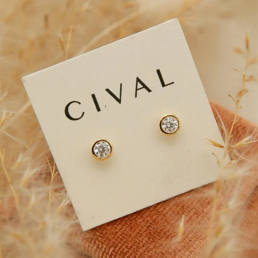 Bezel Set Post Earrings