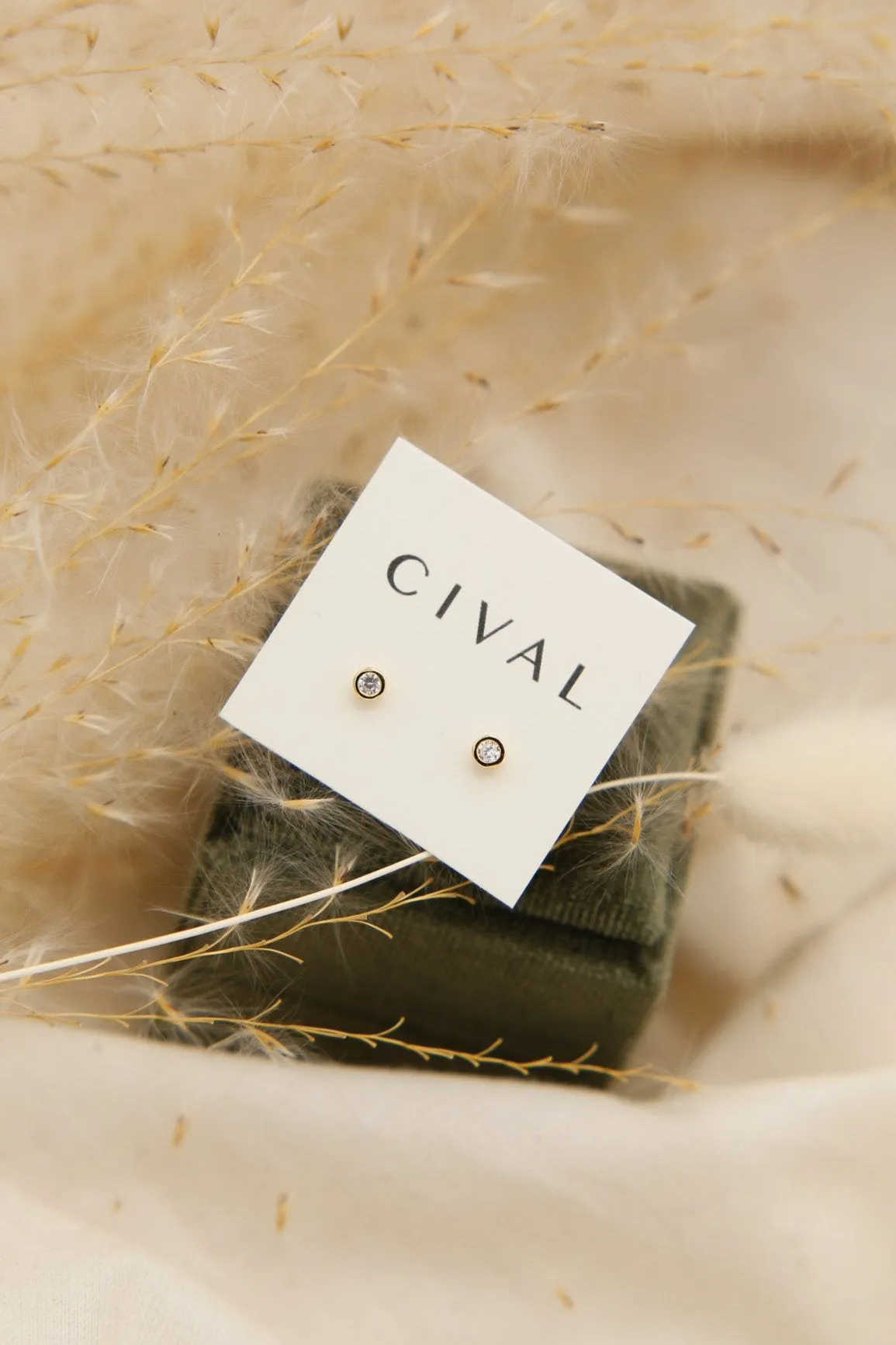 Bezel Set Post Earrings