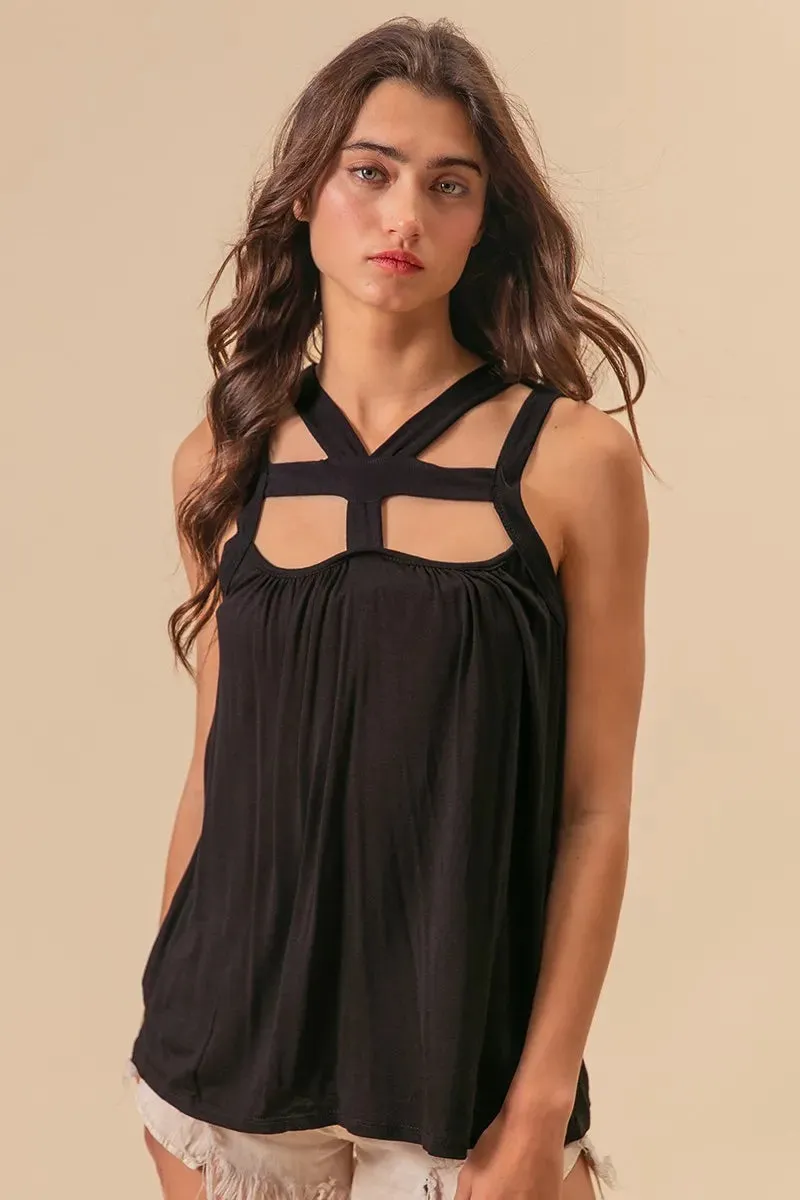 BiBi Rayon Span Jersey Cut Out with Straps Detailed