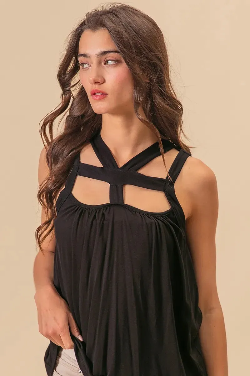 BiBi Rayon Span Jersey Cut Out with Straps Detailed
