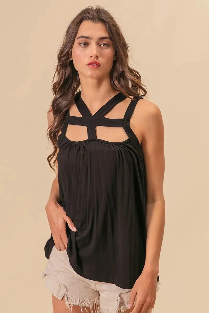 BiBi Rayon Span Jersey Cut Out with Straps Detailed