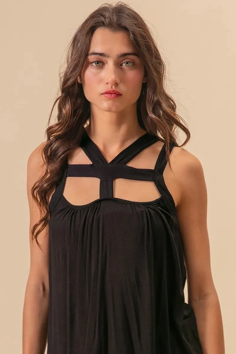 BiBi Rayon Span Jersey Cut Out with Straps Detailed