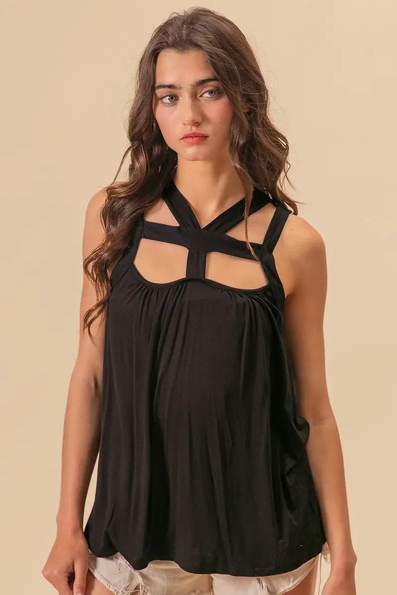 BiBi Rayon Span Jersey Cut Out with Straps Detailed