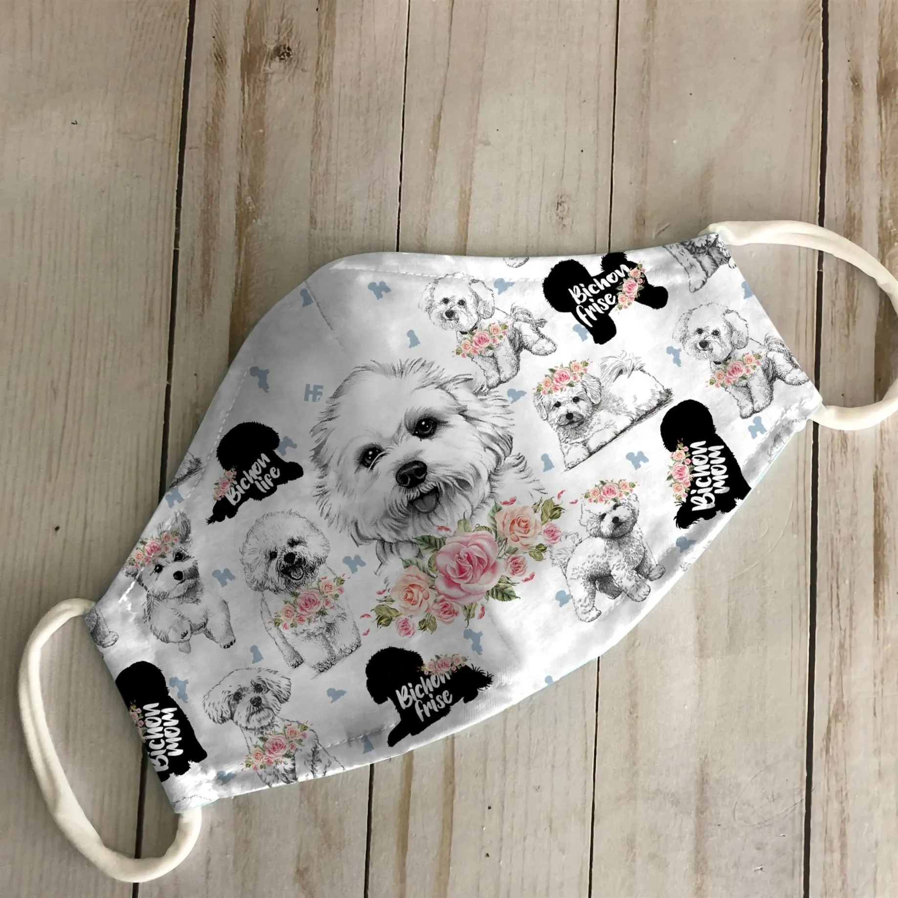 Bichon Frise Floral Vintage EZ07 2406 Face Mask