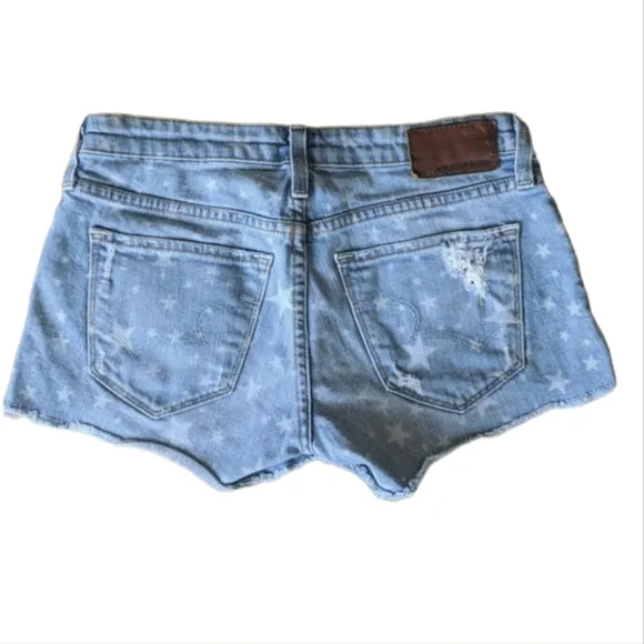 BIG STAR Remy Low Rise Fit cut-off distressed frayed denim shorts stars sz25 EUC