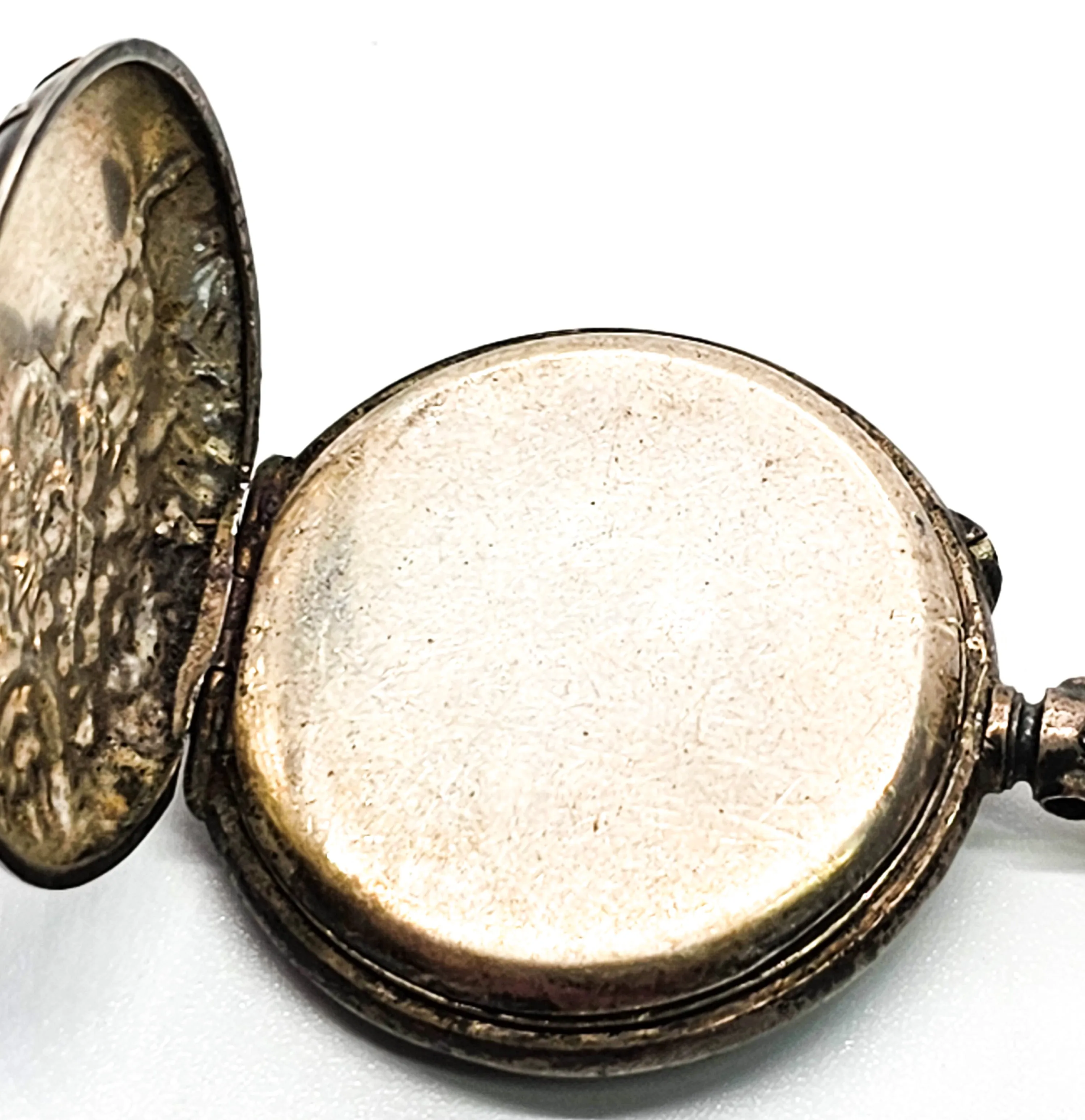Bijou Bee and flower garden motif antique 900 silver pocket watch non working