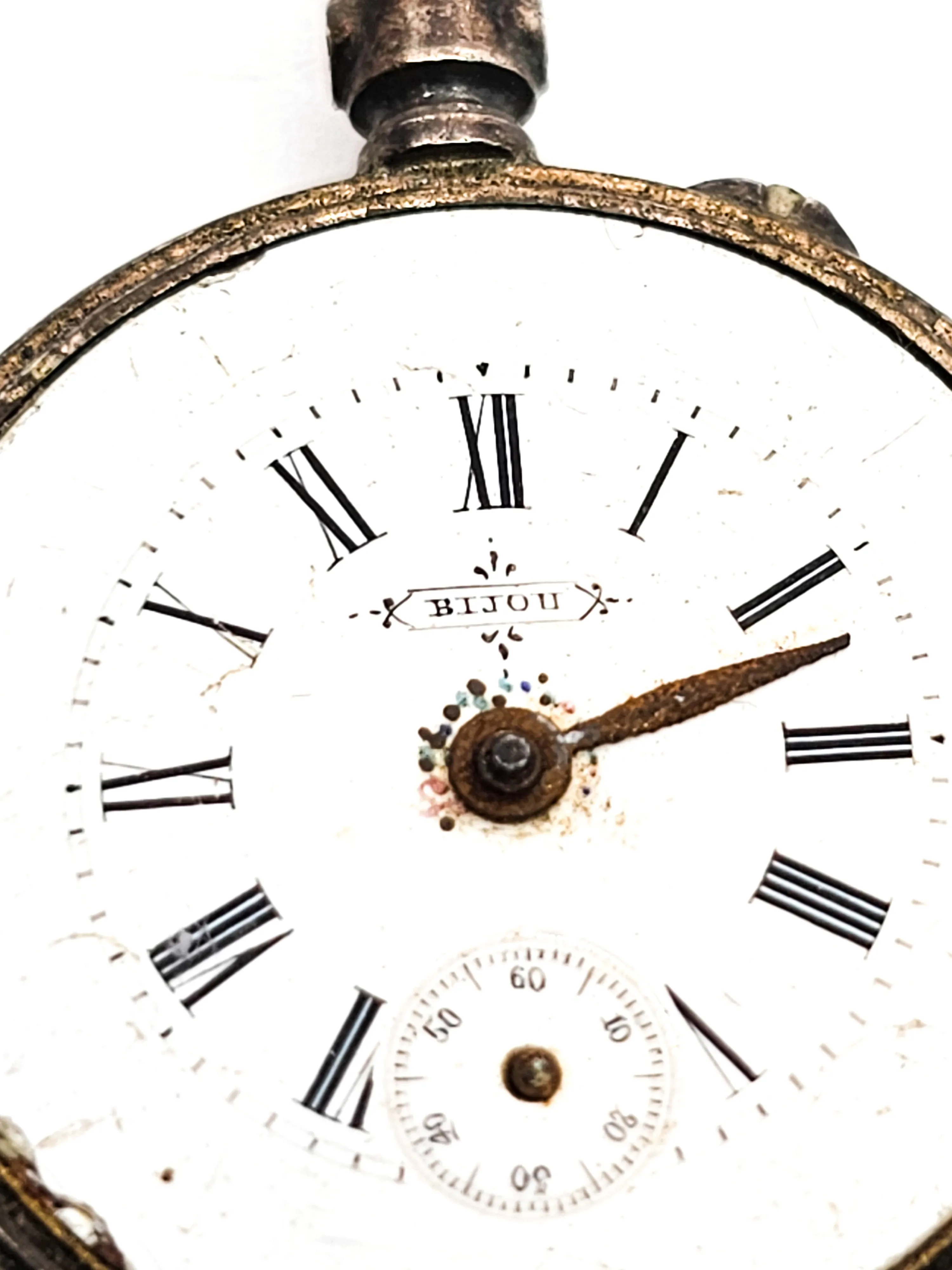 Bijou Bee and flower garden motif antique 900 silver pocket watch non working