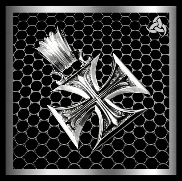 Biker Pendant Maltese Iron Cross Design Sterling Silver