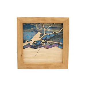 Bird on A Branch Box Clock with Azure Sky