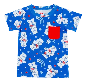 Birdie Bean Care Bears™ America 4th of July Print Kids Pocket T-shirt