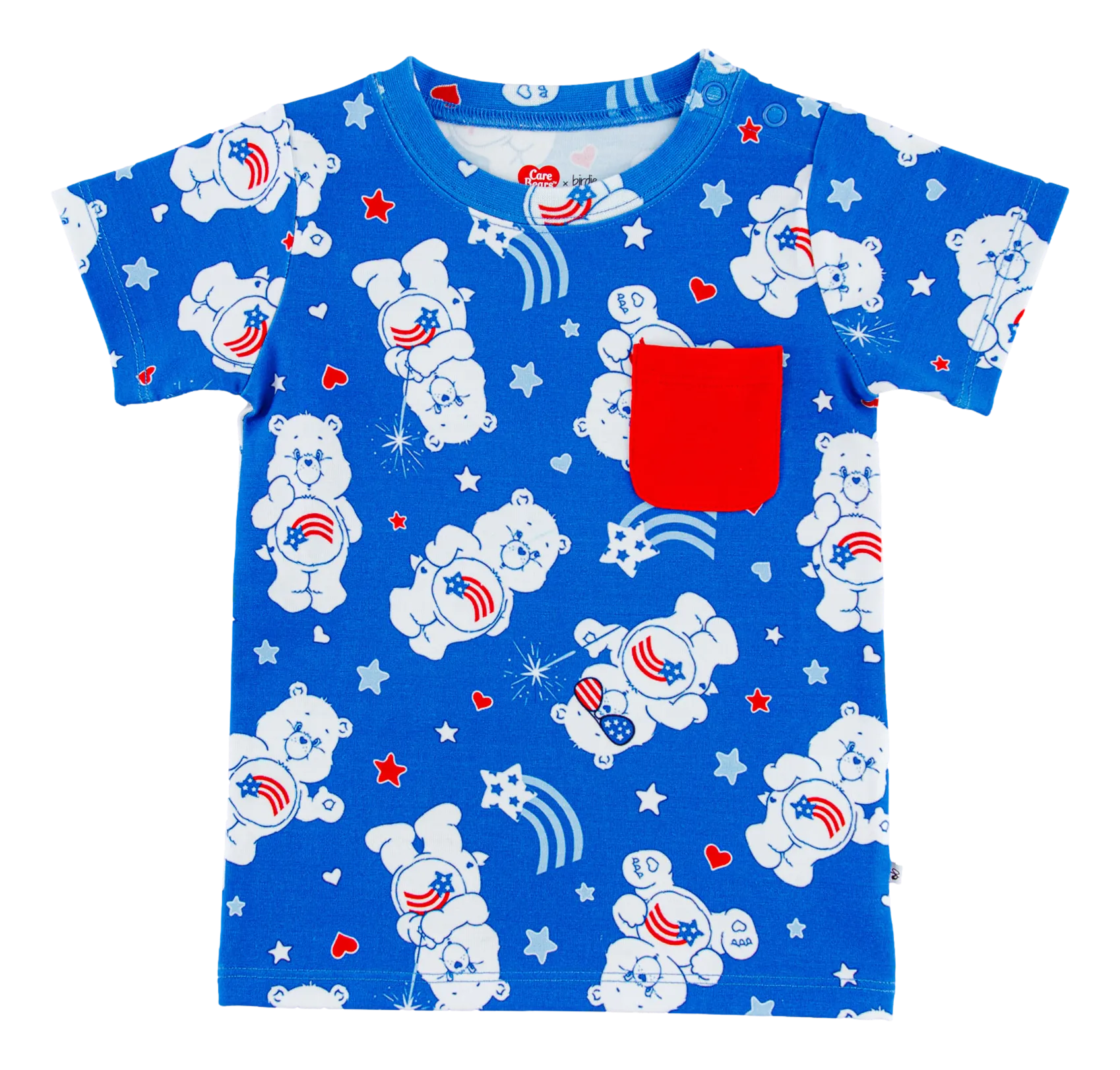 Birdie Bean Care Bears™ America 4th of July Print Kids Pocket T-shirt