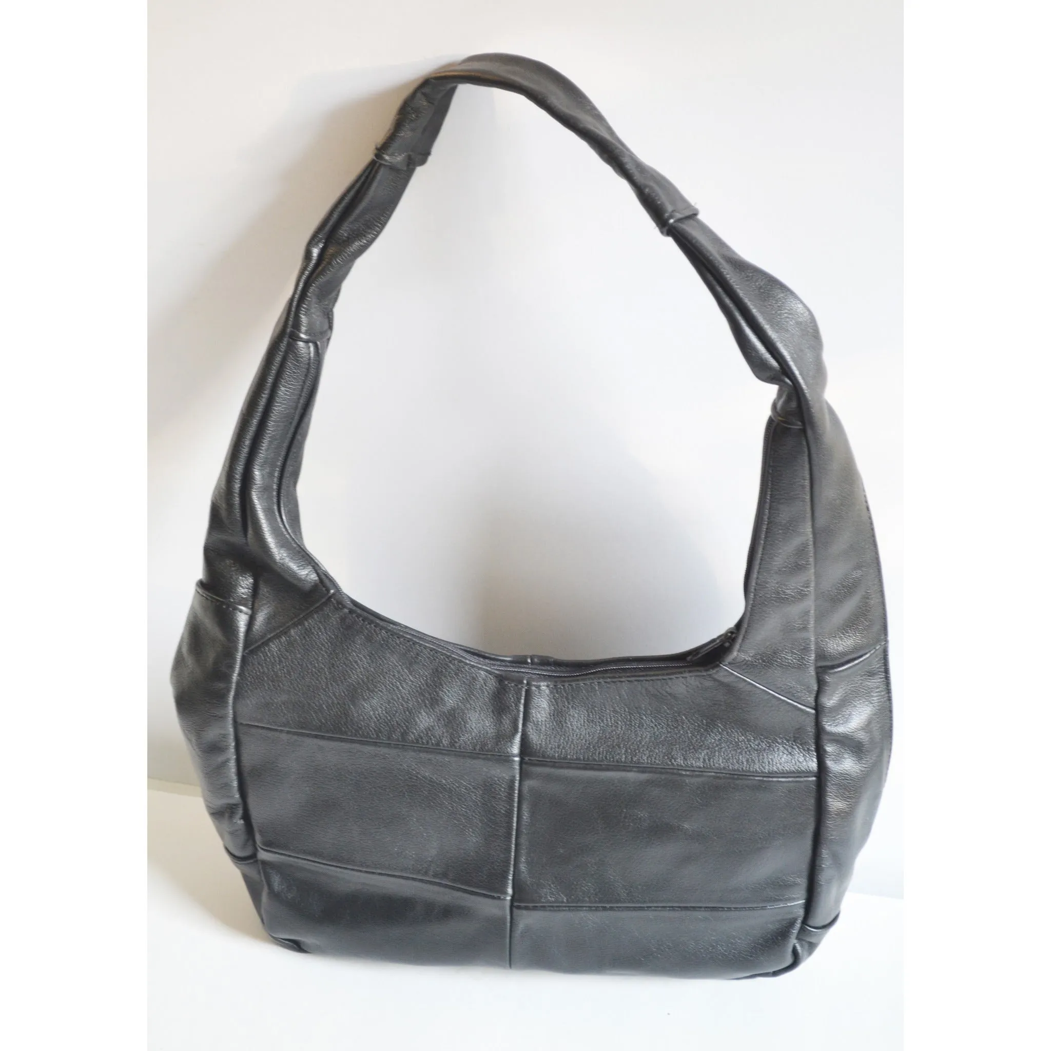 Black Bohemian Slouch Leather Purse