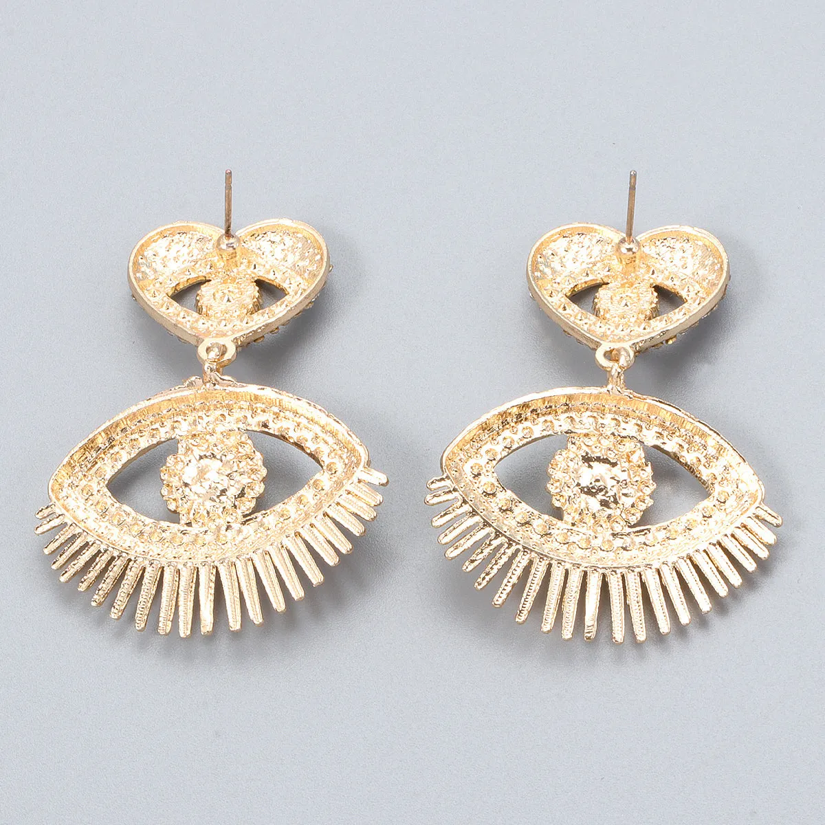 Black Cubic Zirconia & 18K Gold-Plated Evil Eye Drop Earrings