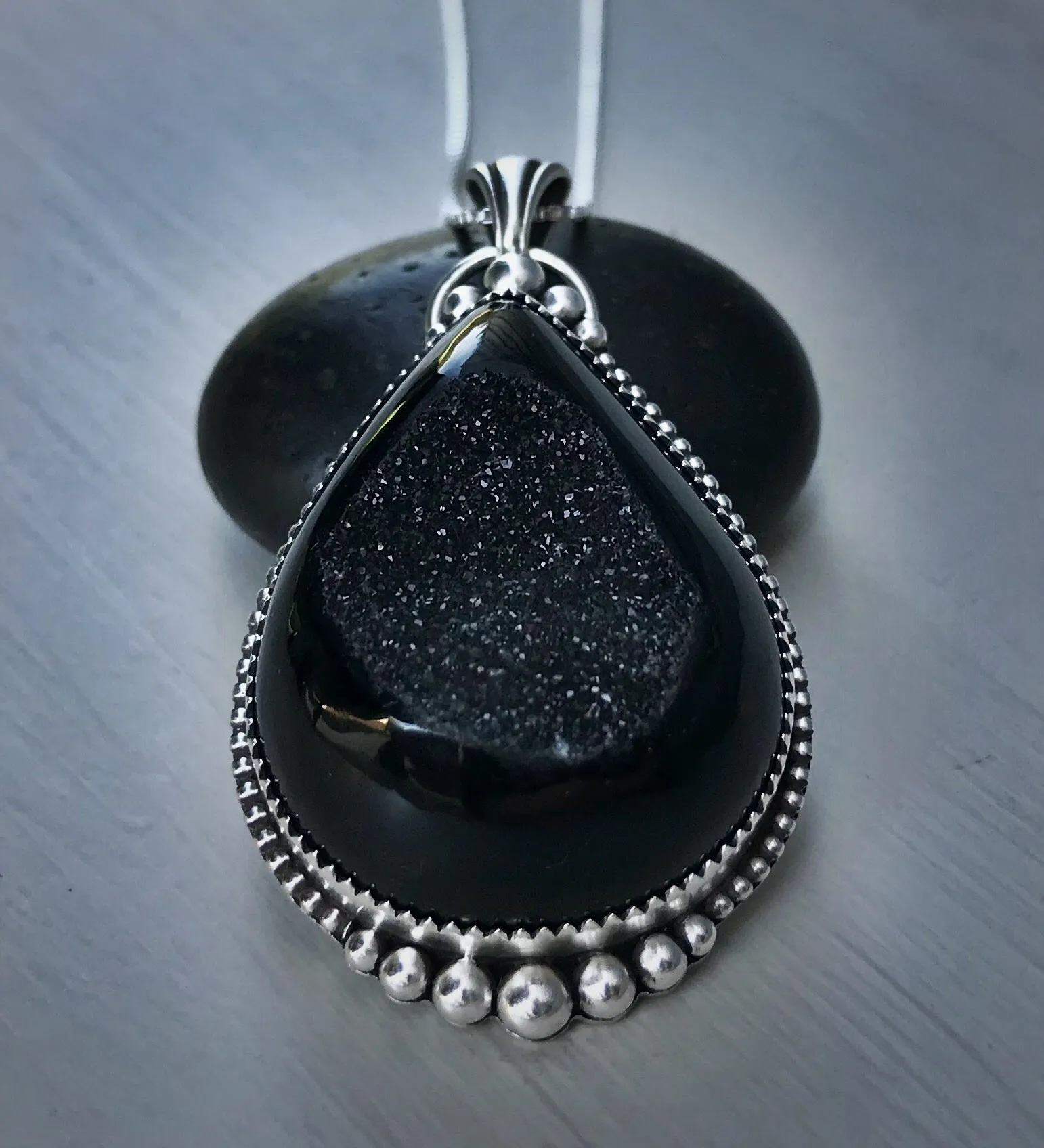 Black Druzy Pendant
