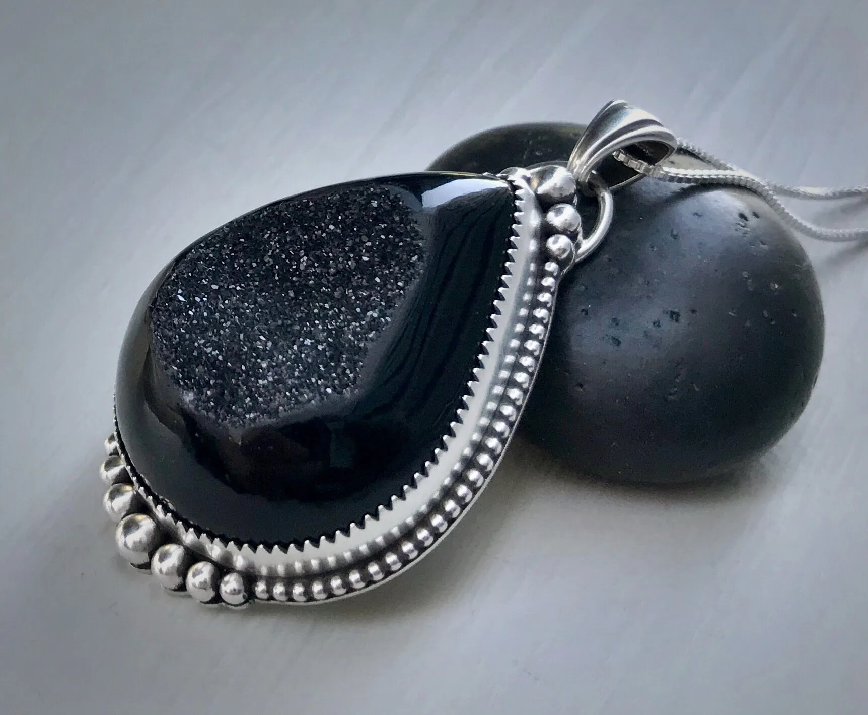 Black Druzy Pendant