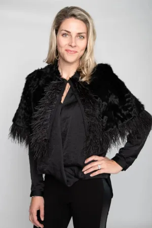 Black Lamb Cape w/ Ostrich Feathers