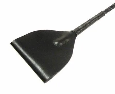 Black Leather Riding Crop - 26.25" Length, 8.13" Handle - Steel Cap, Loop Leather End