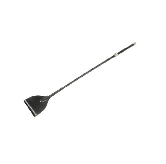 Black Leather Riding Crop - 26.25" Length, 8.13" Handle - Steel Cap, Loop Leather End