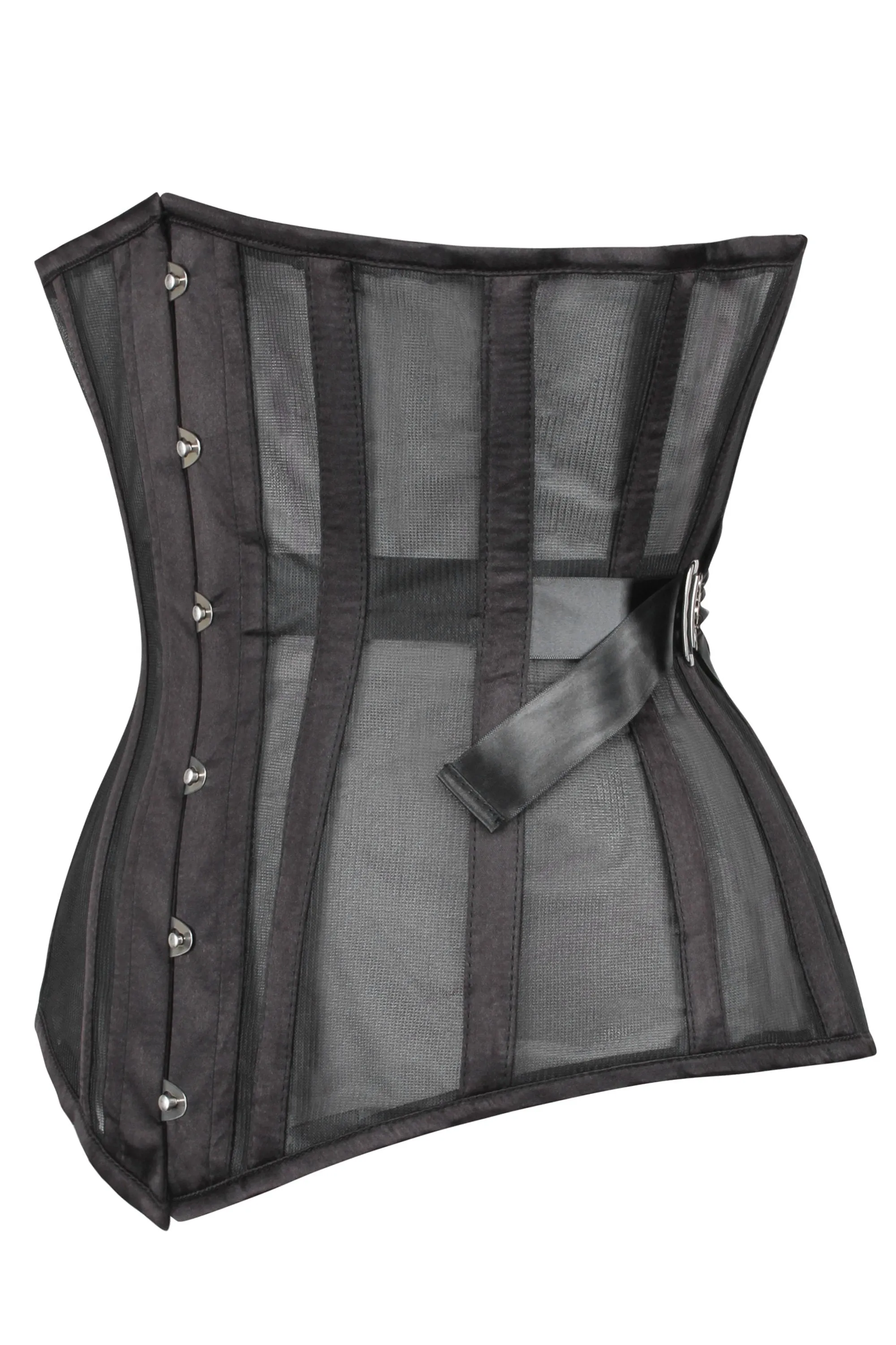 Black Longline Mesh Underbust with Fan Lacing