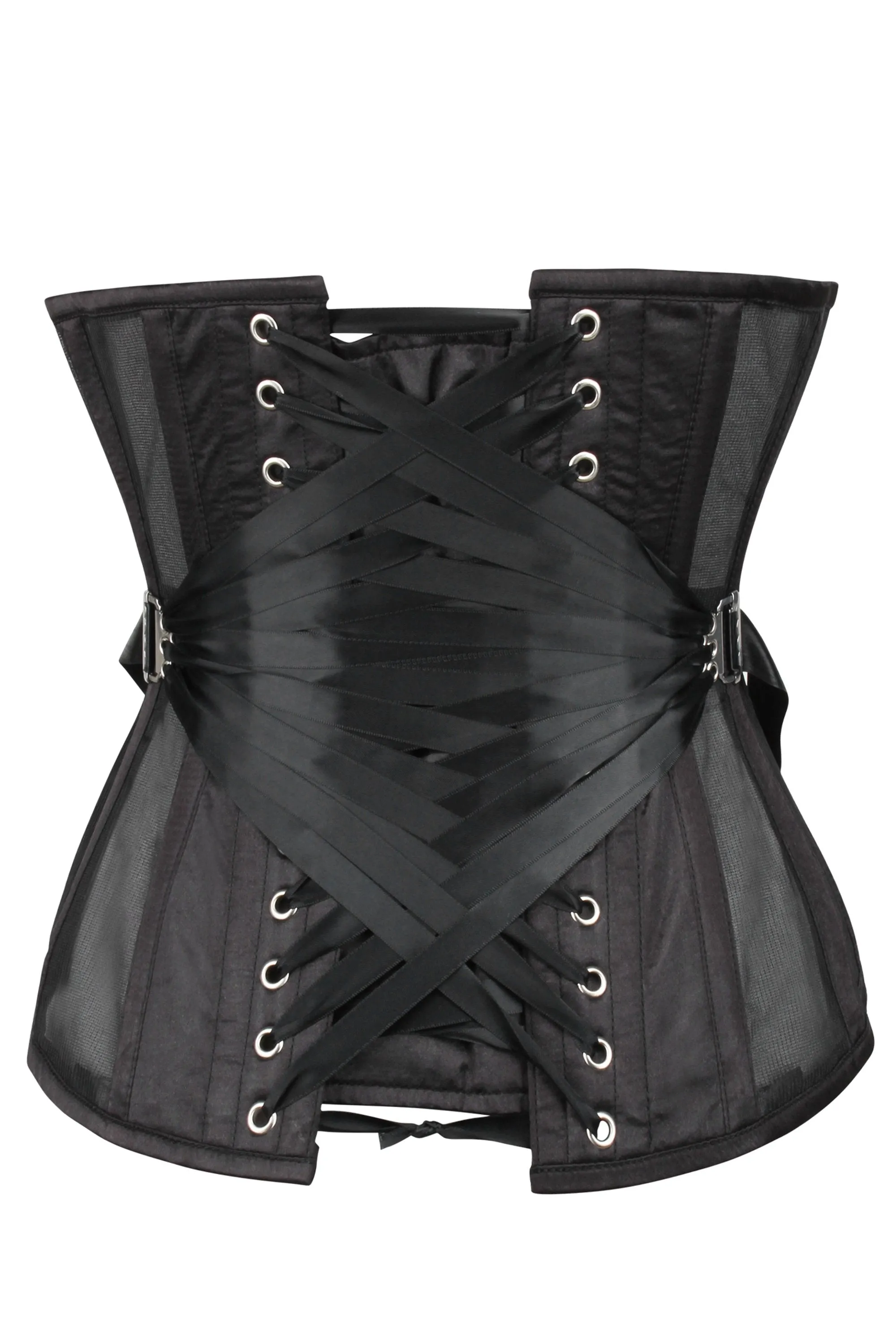 Black Longline Mesh Underbust with Fan Lacing