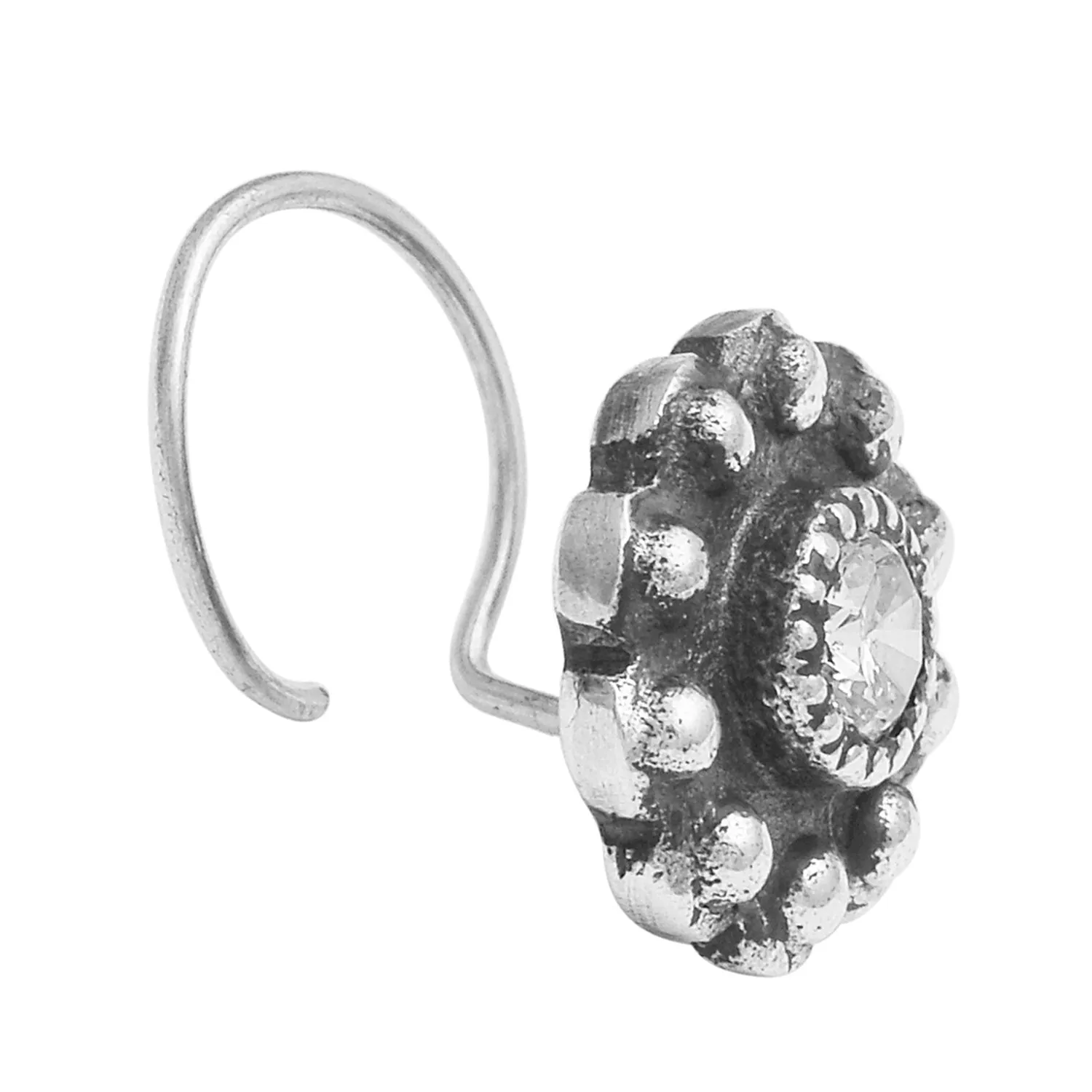 Black Oxidized Indian Jewelry For Women 925 Sterling Silver Plated Piercing Nose Pin For Her