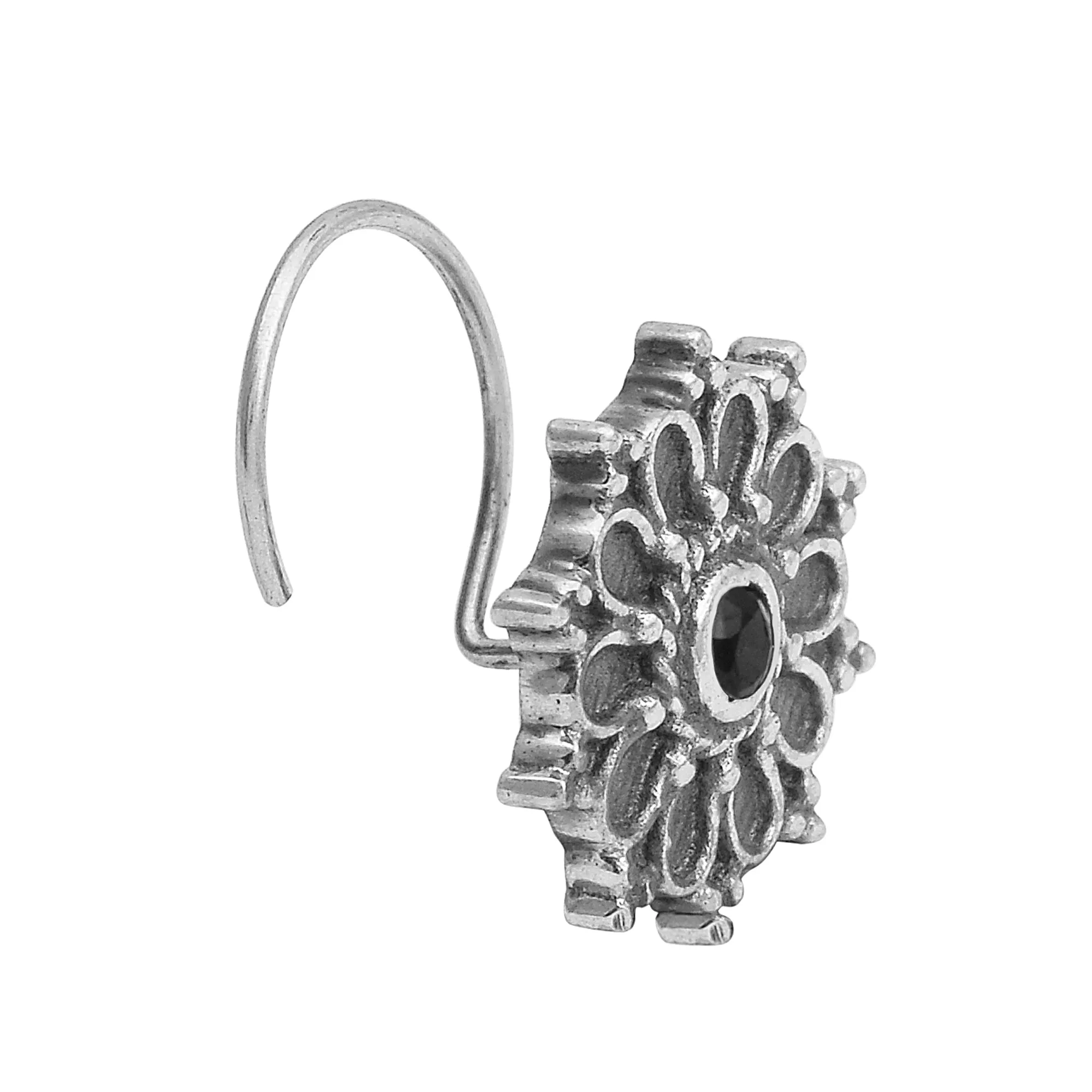 Black Spinel Stone Oxidized Nose Pin Indian Traditional Nose Pin Unique Piercing Nose Pin