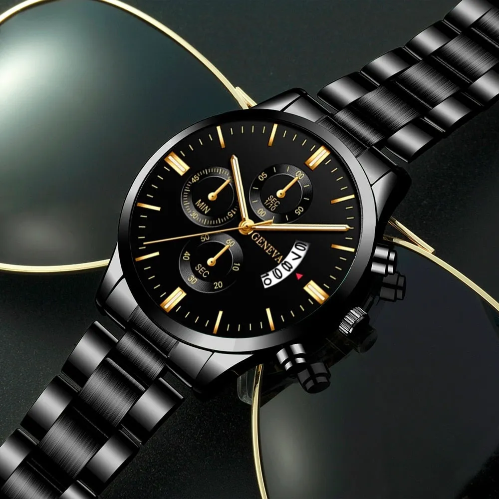 Black Stainless Steel Luxury Men's Watch