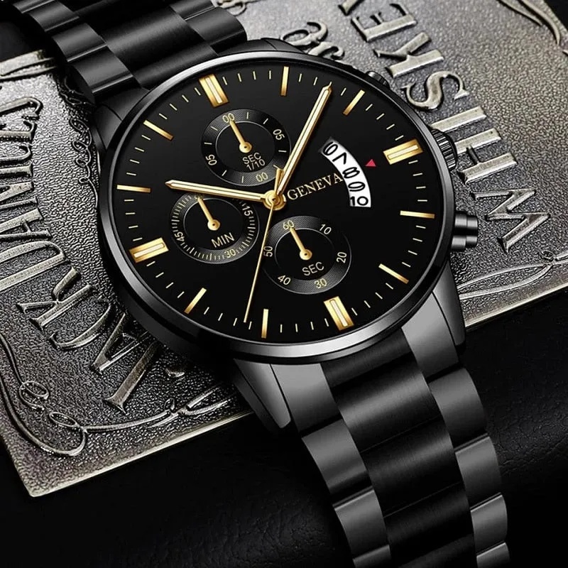 Black Stainless Steel Luxury Men's Watch
