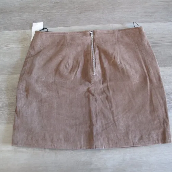BLANK NYC 100% Leather Tan Mini Skirt NWT