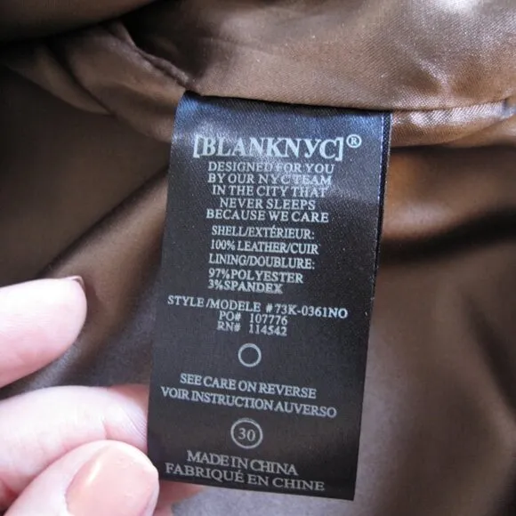 BLANK NYC 100% Leather Tan Mini Skirt NWT