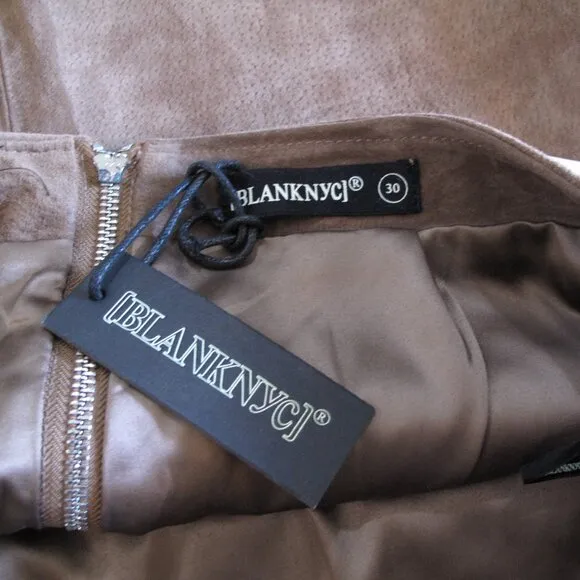 BLANK NYC 100% Leather Tan Mini Skirt NWT