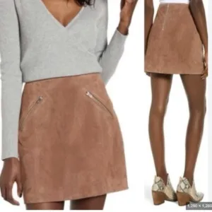 BLANK NYC 100% Leather Tan Mini Skirt NWT