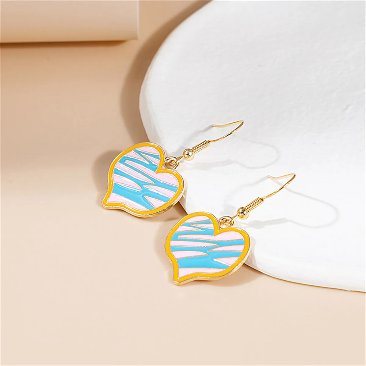 Blue & White Heart Drop Earrings