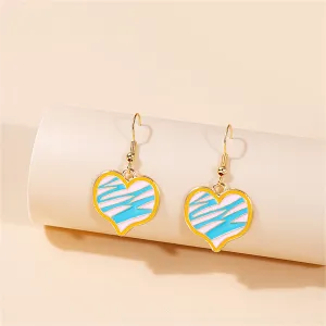 Blue & White Heart Drop Earrings