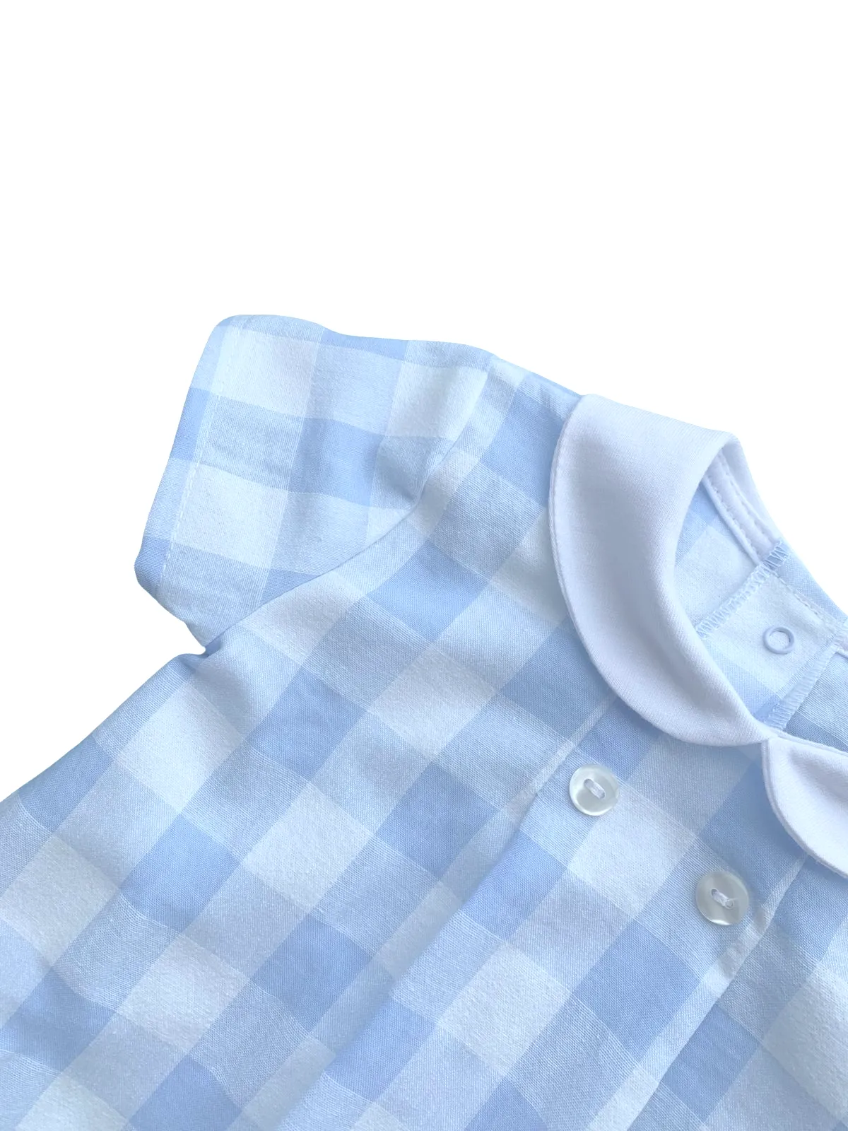 Blue and White Check Romper