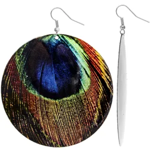 Blue Glossy Peacock Earrings