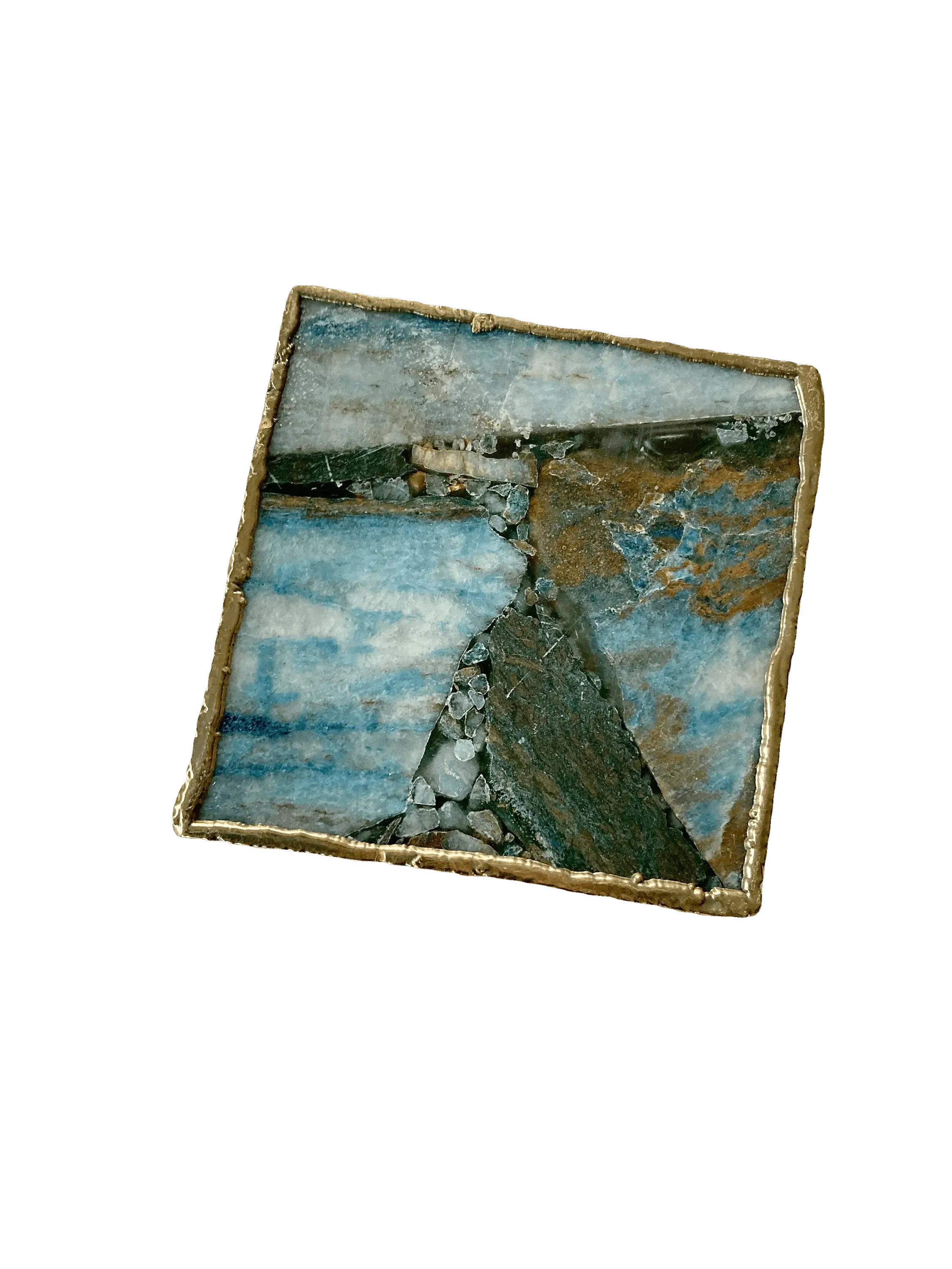 Blue-Green Composite Agate Coasters - Set of 4