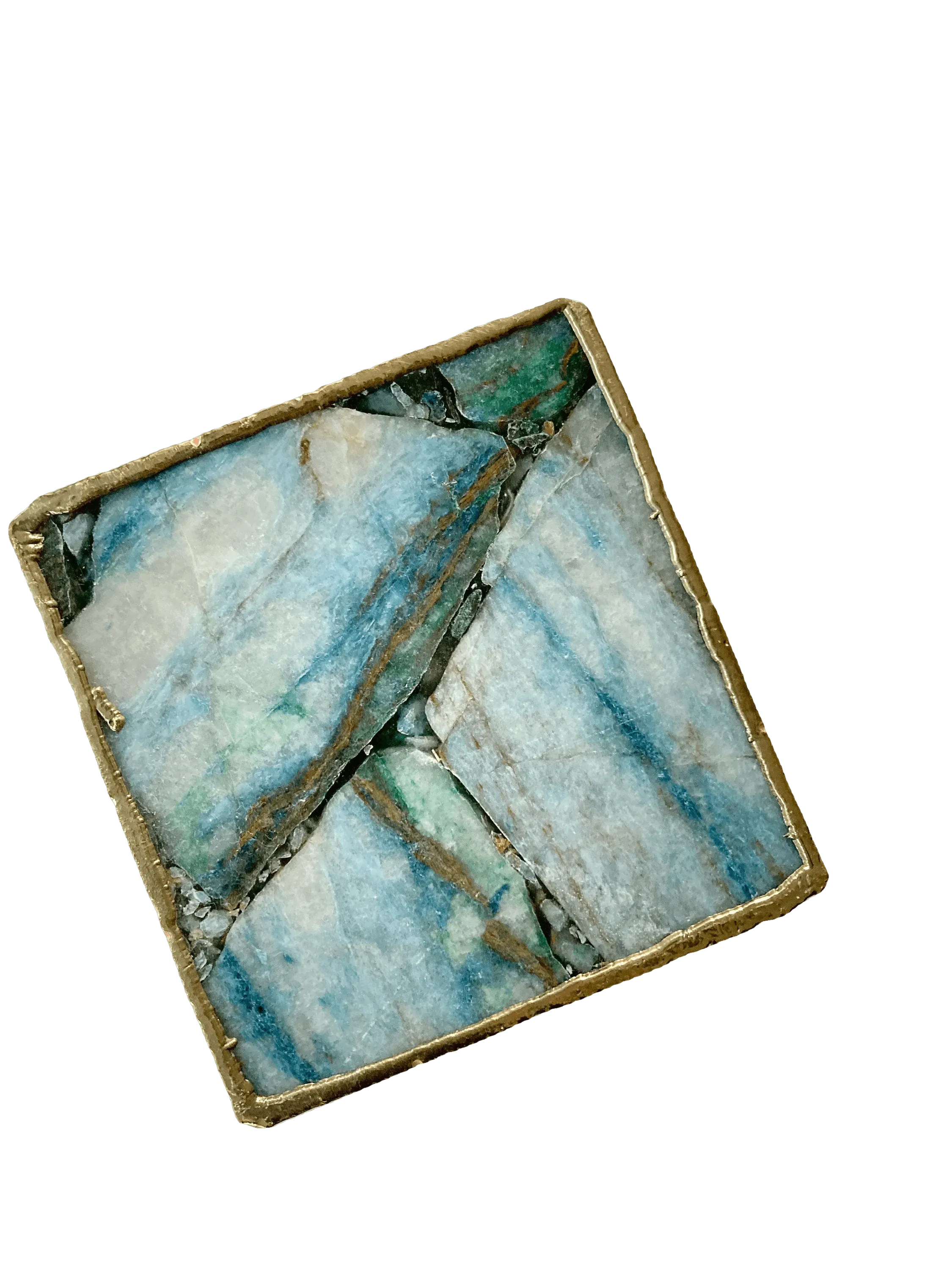 Blue-Green Composite Agate Coasters - Set of 4
