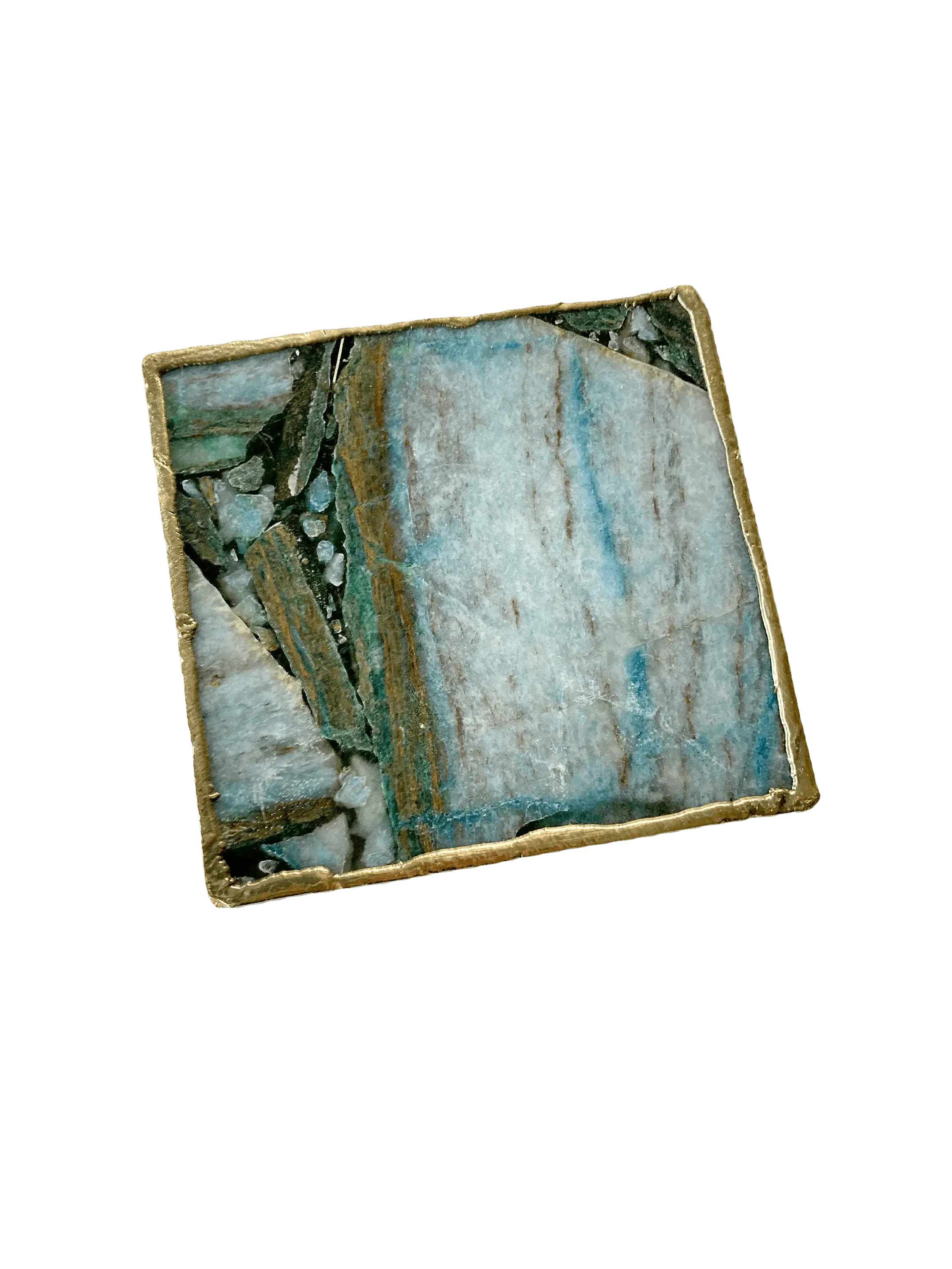 Blue-Green Composite Agate Coasters - Set of 4