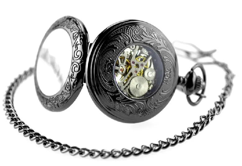 Blue Roman Numerals Mechanical Pocket Watch