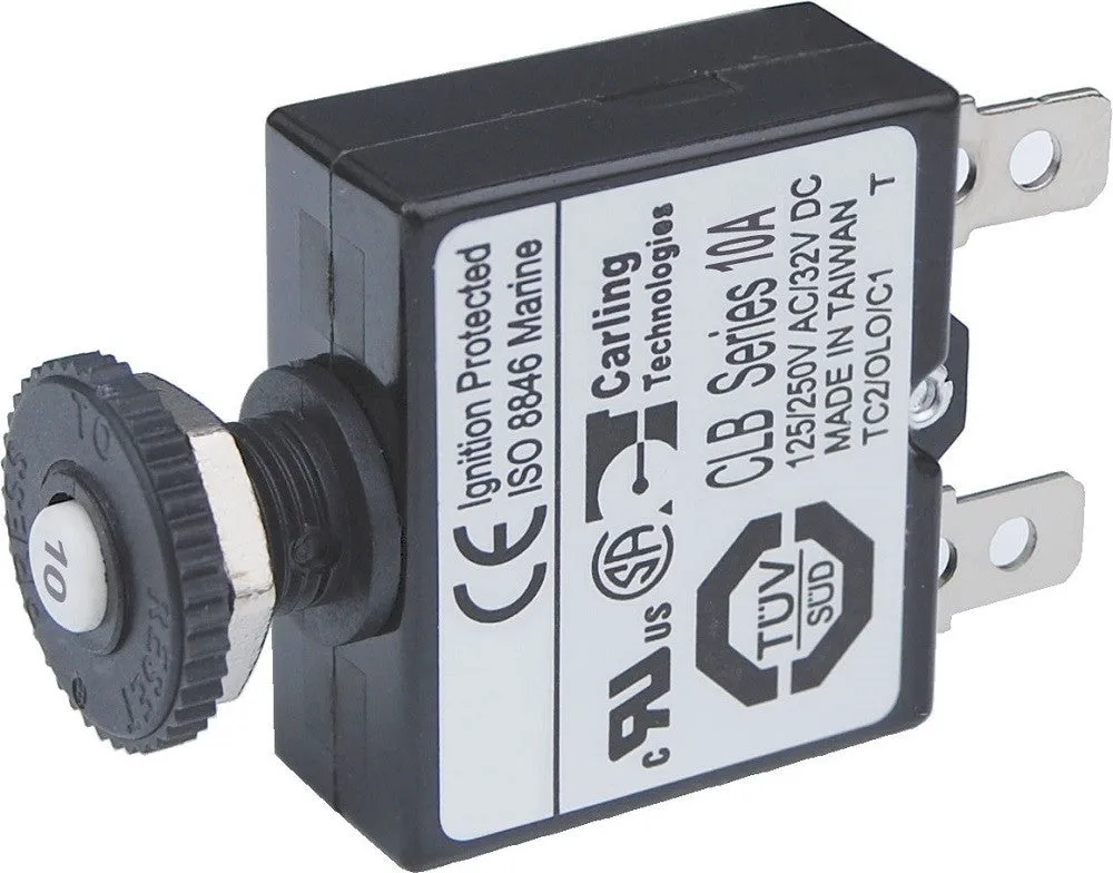 Blue Sea System Push Button Reset Only Quick Connect Circuit Breaker - 10 Amps