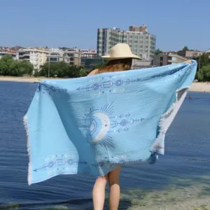 Blue Seeing Eye Turkish Towel