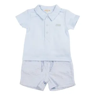 Blue Velour Polo Top & Short