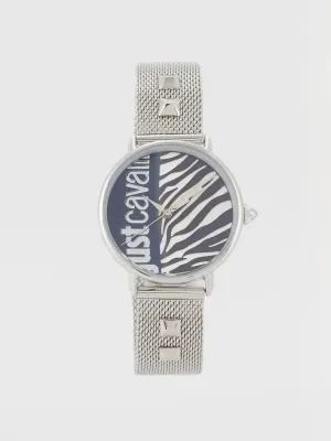 Blue Zebra Effect Steel Watch
