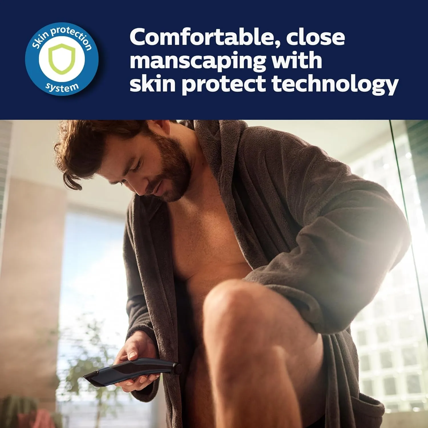 Bodygroom 7000 Series, Showerproof Groin and Body Trimmer for Men, Precise Body Grooming, Adjustable Comb, Safe Even below the Belt, 80 Min. Runtime, Model BG7030/49