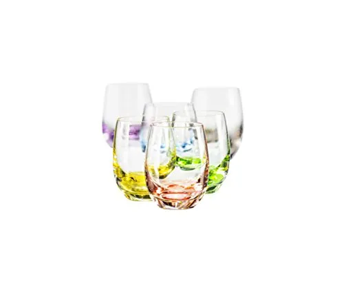 Bohemia Collection Rainbow Set of 6 Shot Multi Colored Crystal Glasses, 2 Oz
