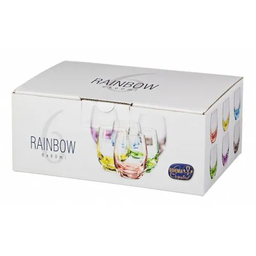 Bohemia Collection Rainbow Set of 6 Shot Multi Colored Crystal Glasses, 2 Oz